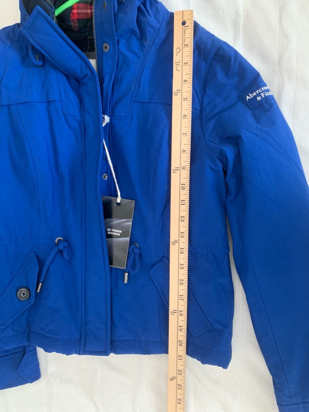 NWT Abercrombie & Fitch Blue Hooded Utility Jacket Women’s Medium Zip Coat - Picture 13 of 16